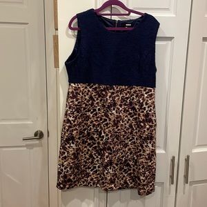 Navy and leopard dress
